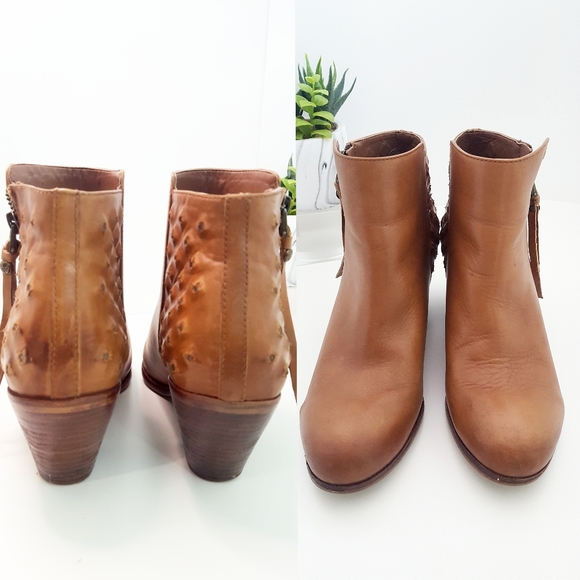 Sam Edelman🍂Country Western Bootie|Stud Brown Leather| Block Heels - Picture 5 of 10